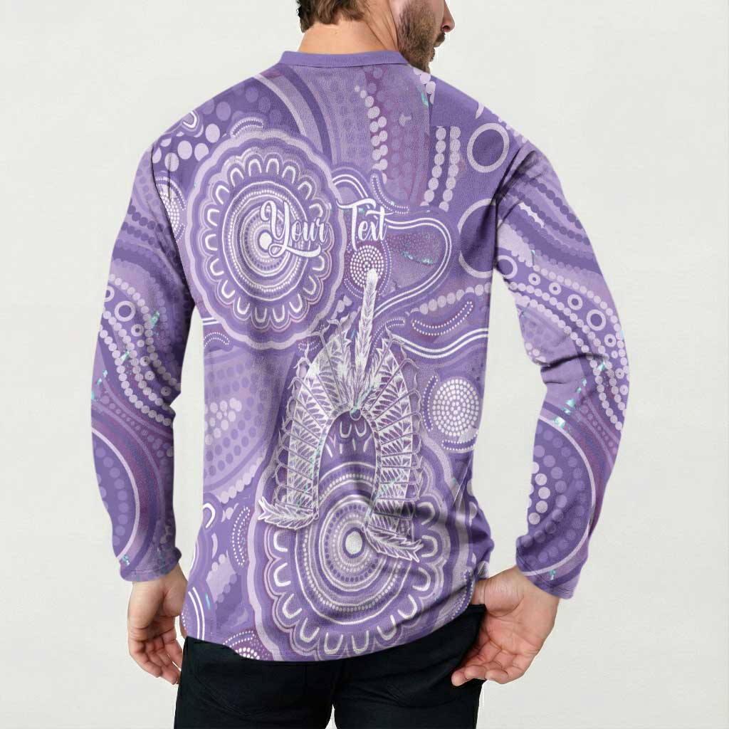 50 Years Deadly NAIDOC Week 2026 Personalised Button Sweatshirt Dhari Purple Indigenous Art