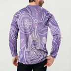 50 Years Deadly NAIDOC Week 2026 Personalised Button Sweatshirt Dhari Purple Indigenous Art