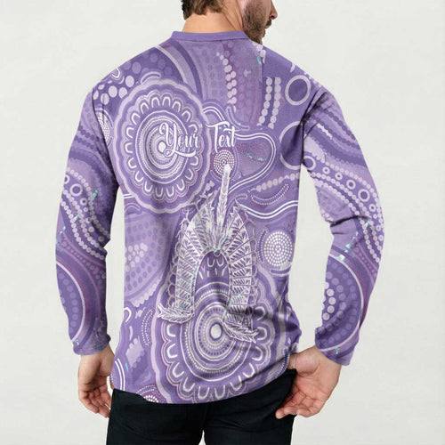 50 Years Deadly NAIDOC Week 2026 Personalised Button Sweatshirt Dhari Purple Indigenous Art