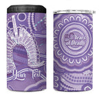50 Years Deadly NAIDOC Week 2026 Personalised 4 in 1 Can Cooler Tumbler Dhari Purple Indigenous Art