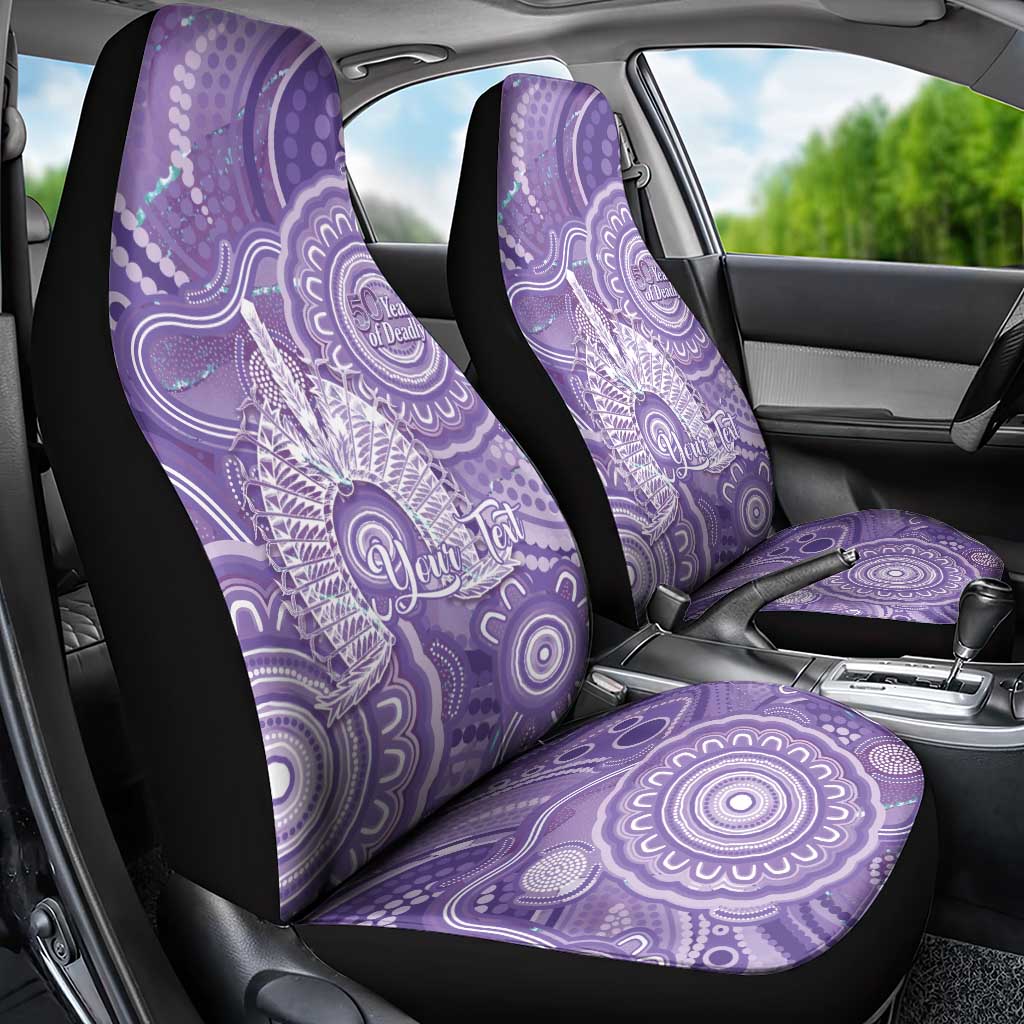 50 Years Deadly NAIDOC Week 2026 Personalised Car Seat Cover Dhari Purple Indigenous Art