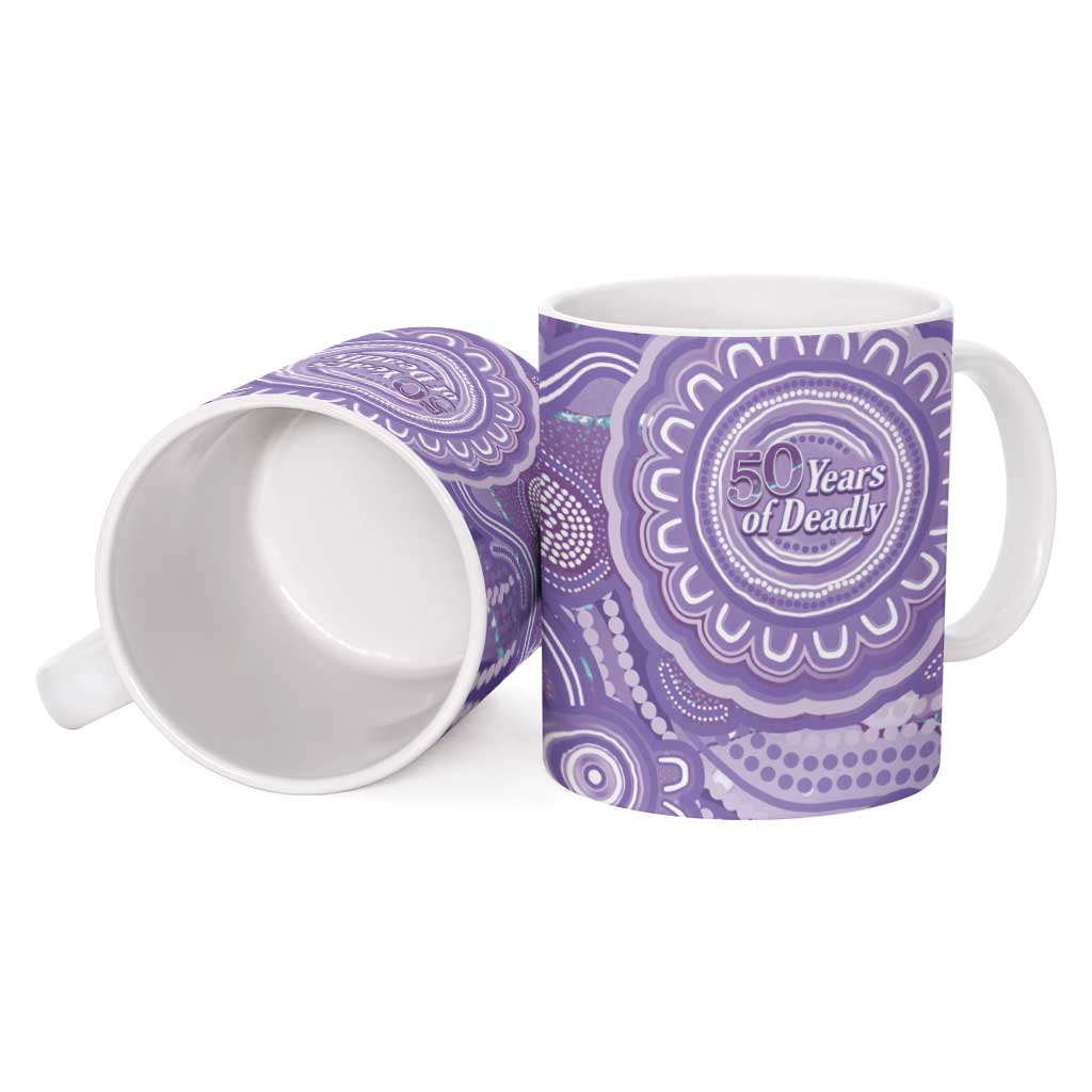50 Years Deadly NAIDOC Week 2026 Personalised Ceramic Mug Dhari Purple Indigenous Art