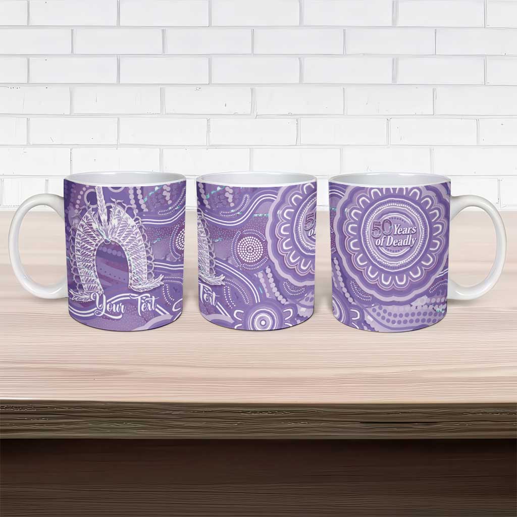 50 Years Deadly NAIDOC Week 2026 Personalised Ceramic Mug Dhari Purple Indigenous Art