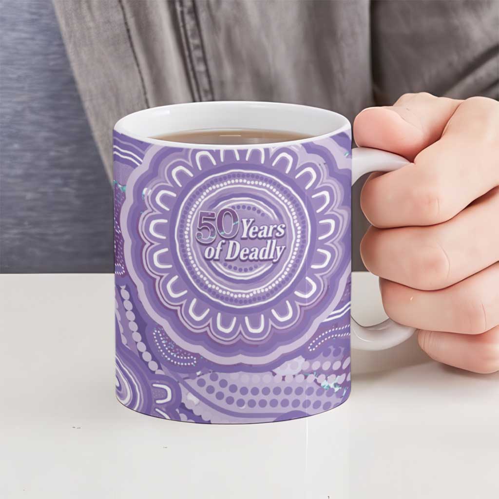 50 Years Deadly NAIDOC Week 2026 Personalised Ceramic Mug Dhari Purple Indigenous Art
