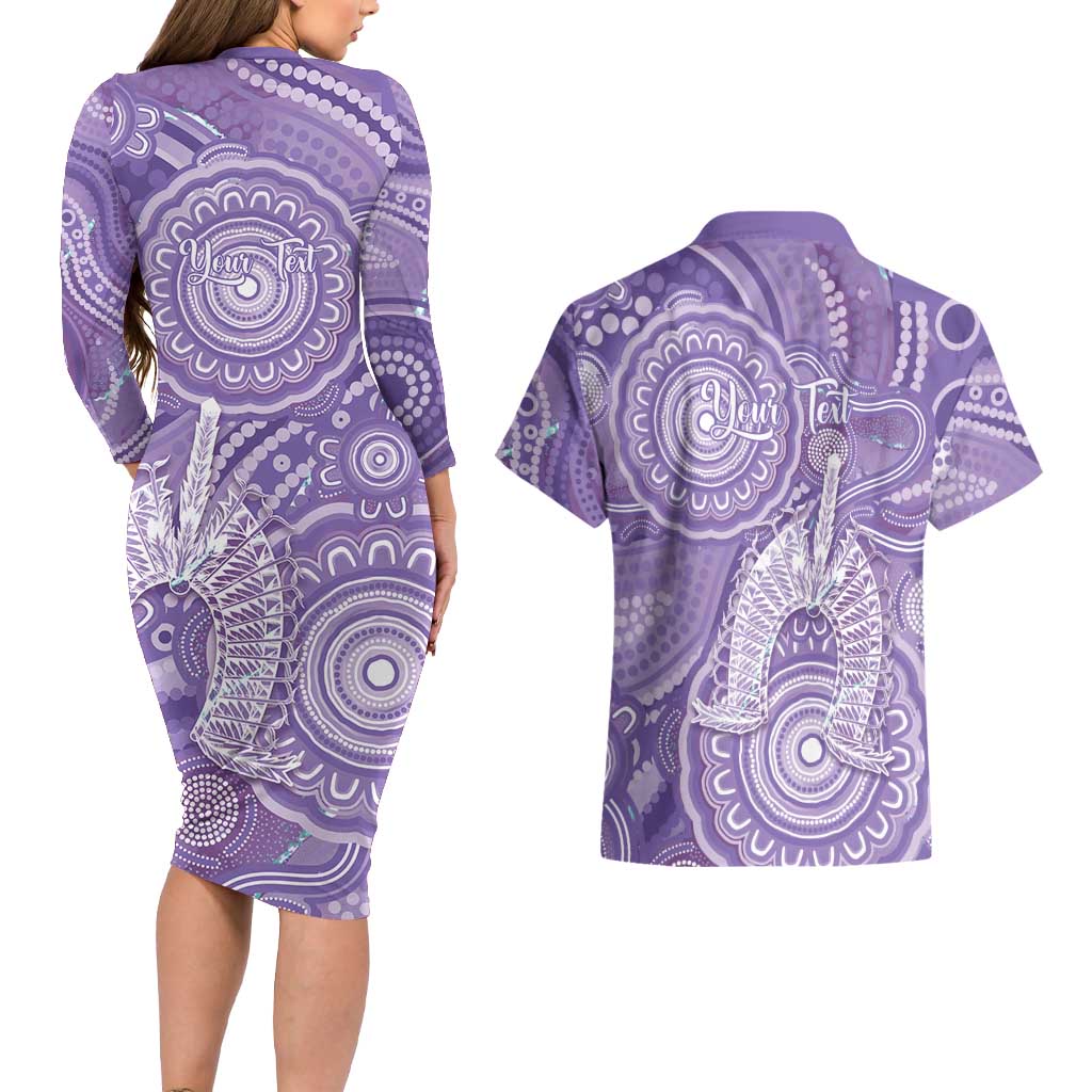 50 Years Deadly NAIDOC Week 2026 Personalised Couples Matching Long Sleeve Bodycon Dress and Hawaiian Shirt Dhari Purple Indigenous Art