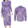 50 Years Deadly NAIDOC Week 2026 Personalised Couples Matching Long Sleeve Bodycon Dress and Long Sleeve Button Shirt Dhari Purple Indigenous Art