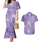 50 Years Deadly NAIDOC Week 2026 Personalised Couples Matching Mermaid Dress and Hawaiian Shirt Dhari Purple Indigenous Art