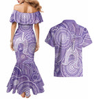 50 Years Deadly NAIDOC Week 2026 Personalised Couples Matching Mermaid Dress and Hawaiian Shirt Dhari Purple Indigenous Art