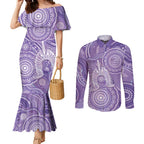 50 Years Deadly NAIDOC Week 2026 Personalised Couples Matching Mermaid Dress and Long Sleeve Button Shirt Dhari Purple Indigenous Art