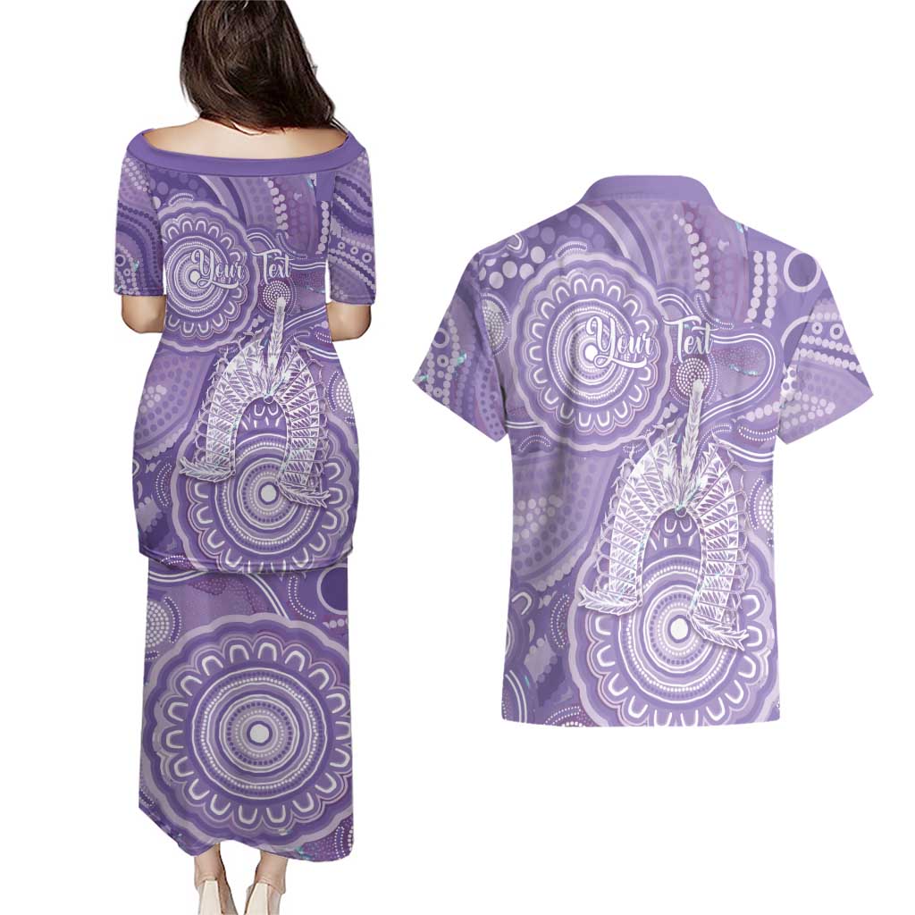 50 Years Deadly NAIDOC Week 2026 Personalised Couples Matching Puletasi and Hawaiian Shirt Dhari Purple Indigenous Art