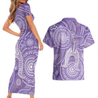 50 Years Deadly NAIDOC Week 2026 Personalised Couples Matching Short Sleeve Bodycon Dress and Hawaiian Shirt Dhari Purple Indigenous Art