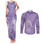 50 Years Deadly NAIDOC Week 2026 Personalised Couples Matching Tank Maxi Dress and Long Sleeve Button Shirt Dhari Purple Indigenous Art