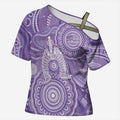 50 Years Deadly NAIDOC Week 2026 Personalised Cross Shoulder Shirt Dhari Purple Indigenous Art