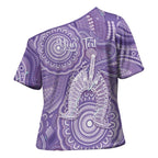 50 Years Deadly NAIDOC Week 2026 Personalised Cross Shoulder Shirt Dhari Purple Indigenous Art
