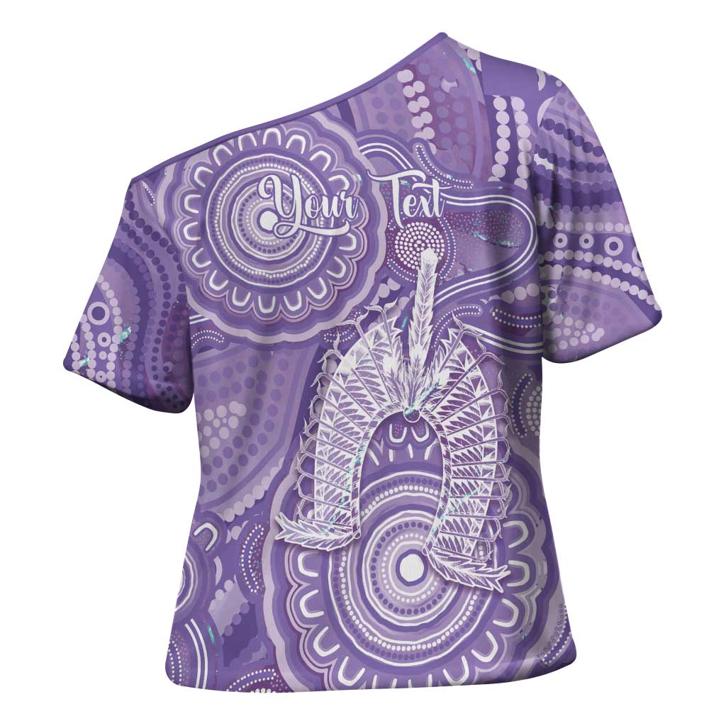 50 Years Deadly NAIDOC Week 2026 Personalised Cross Shoulder Shirt Dhari Purple Indigenous Art