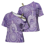 50 Years Deadly NAIDOC Week 2026 Personalised Cross Shoulder Shirt Dhari Purple Indigenous Art
