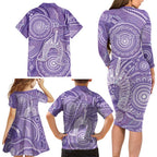 50 Years Deadly NAIDOC Week 2026 Personalised Family Matching Long Sleeve Bodycon Dress and Hawaiian Shirt Dhari Purple Indigenous Art