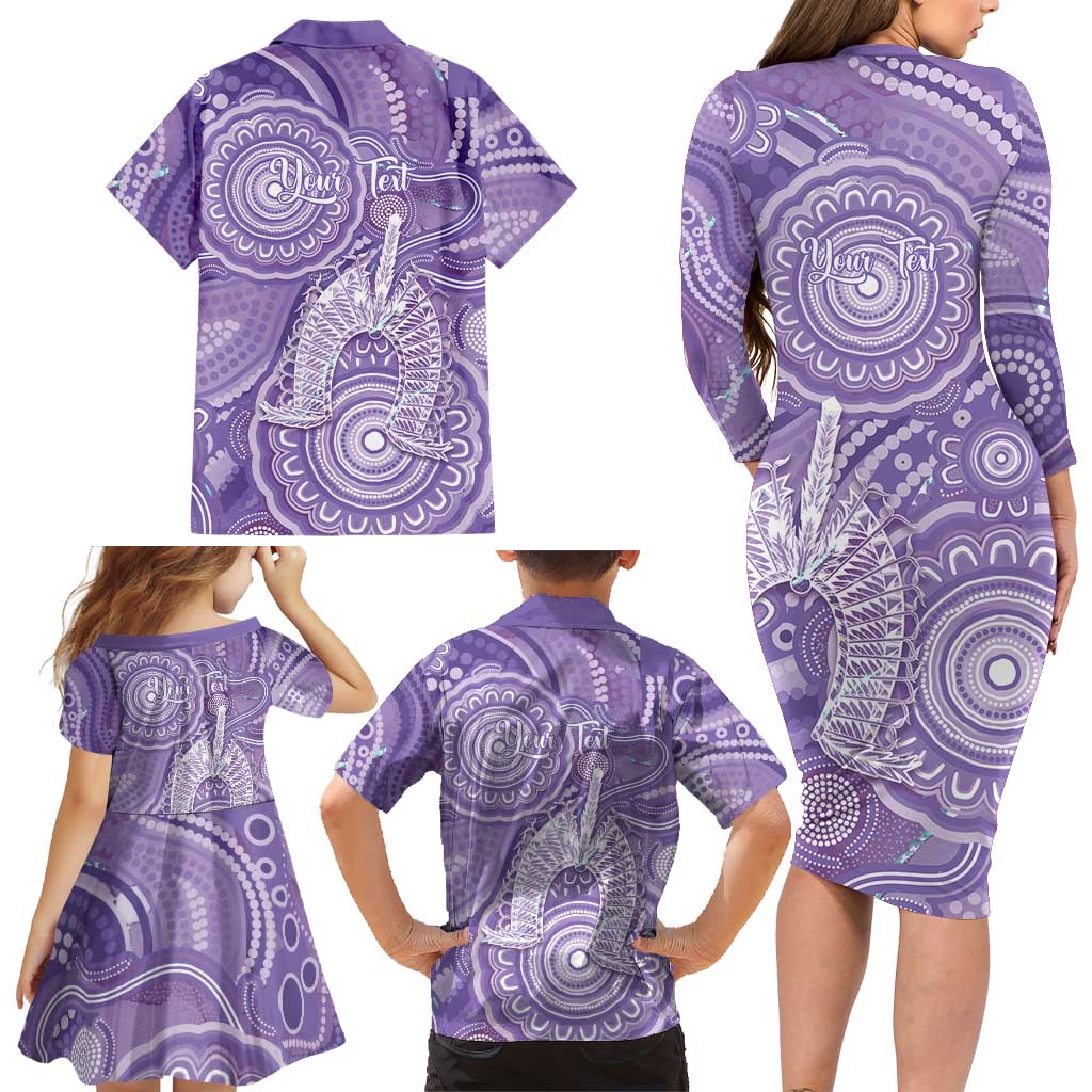 50 Years Deadly NAIDOC Week 2026 Personalised Family Matching Long Sleeve Bodycon Dress and Hawaiian Shirt Dhari Purple Indigenous Art