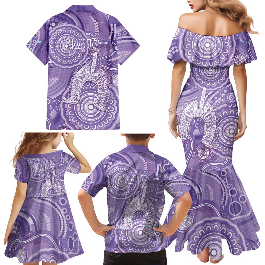 50 Years Deadly NAIDOC Week 2026 Personalised Family Matching Mermaid Dress and Hawaiian Shirt Dhari Purple Indigenous Art