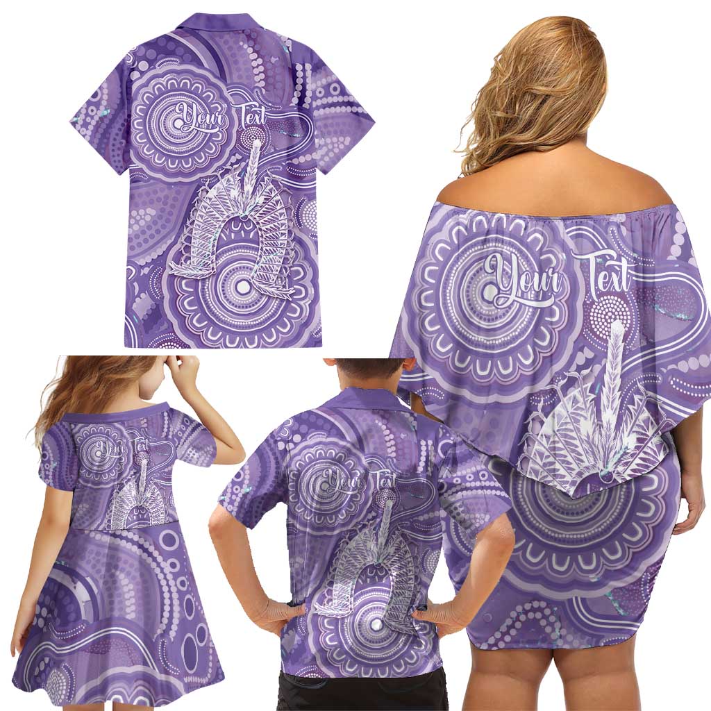 50 Years Deadly NAIDOC Week 2026 Personalised Family Matching Off Shoulder Short Dress and Hawaiian Shirt Dhari Purple Indigenous Art
