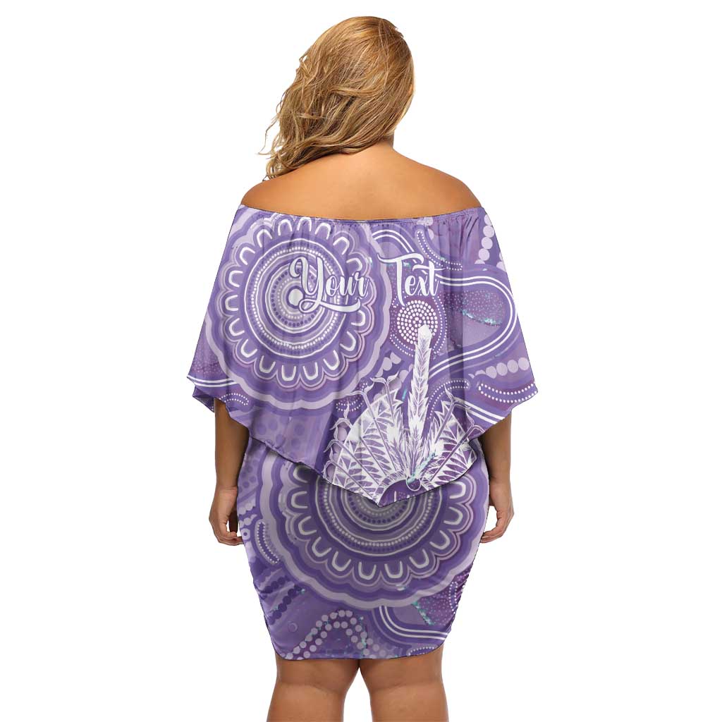 50 Years Deadly NAIDOC Week 2026 Personalised Family Matching Off Shoulder Short Dress and Hawaiian Shirt Dhari Purple Indigenous Art