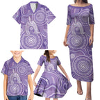 50 Years Deadly NAIDOC Week 2026 Personalised Family Matching Puletasi and Hawaiian Shirt Dhari Purple Indigenous Art