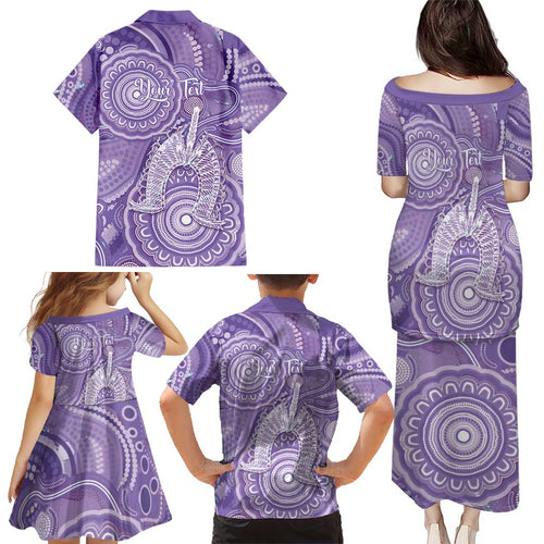 50 Years Deadly NAIDOC Week 2026 Personalised Family Matching Puletasi and Hawaiian Shirt Dhari Purple Indigenous Art