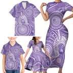 50 Years Deadly NAIDOC Week 2026 Personalised Family Matching Short Sleeve Bodycon Dress and Hawaiian Shirt Dhari Purple Indigenous Art