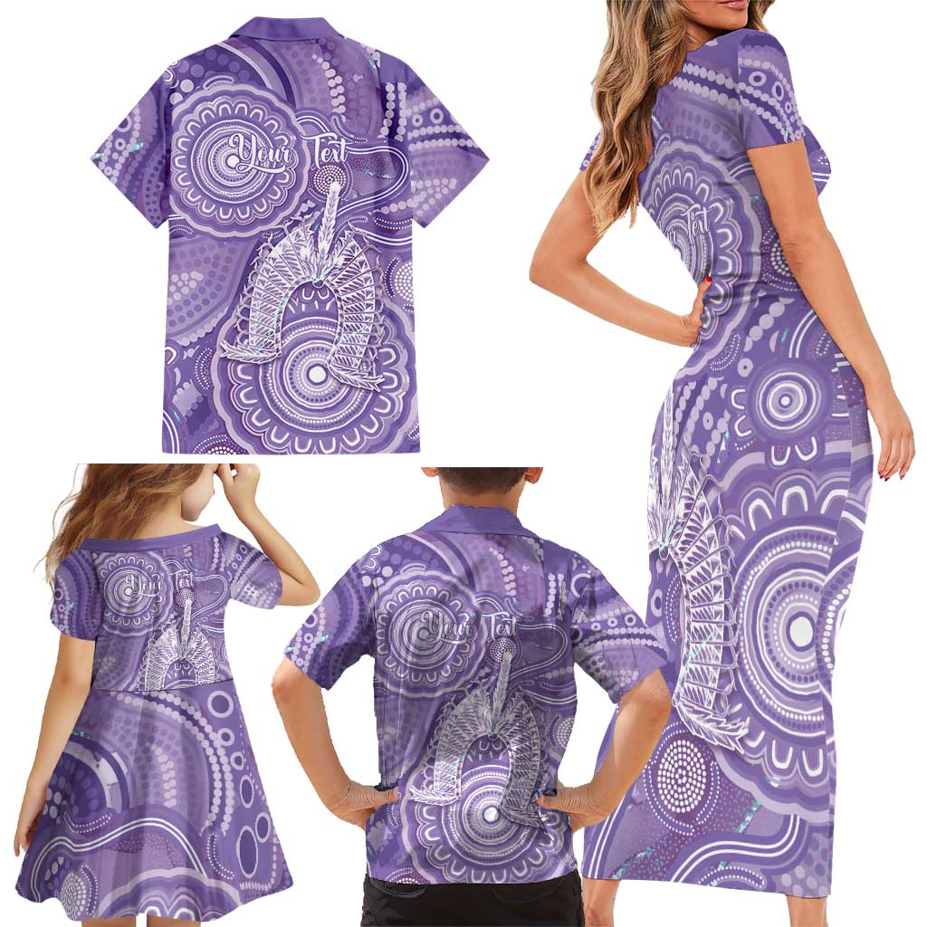 50 Years Deadly NAIDOC Week 2026 Personalised Family Matching Short Sleeve Bodycon Dress and Hawaiian Shirt Dhari Purple Indigenous Art