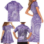 50 Years Deadly NAIDOC Week 2026 Personalised Family Matching Short Sleeve Bodycon Dress and Hawaiian Shirt Dhari Purple Indigenous Art