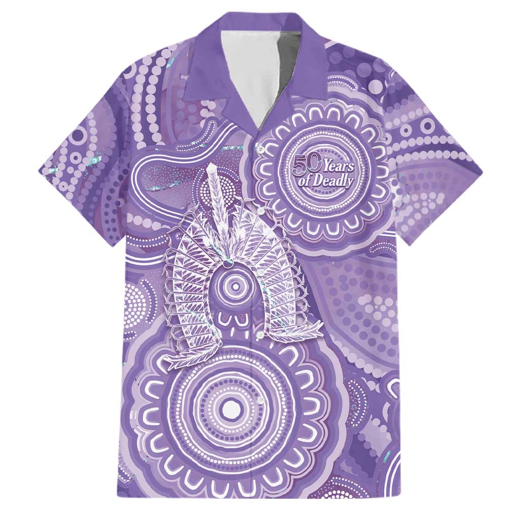 50 Years Deadly NAIDOC Week 2026 Personalised Family Matching Summer Maxi Dress and Hawaiian Shirt Dhari Purple Indigenous Art
