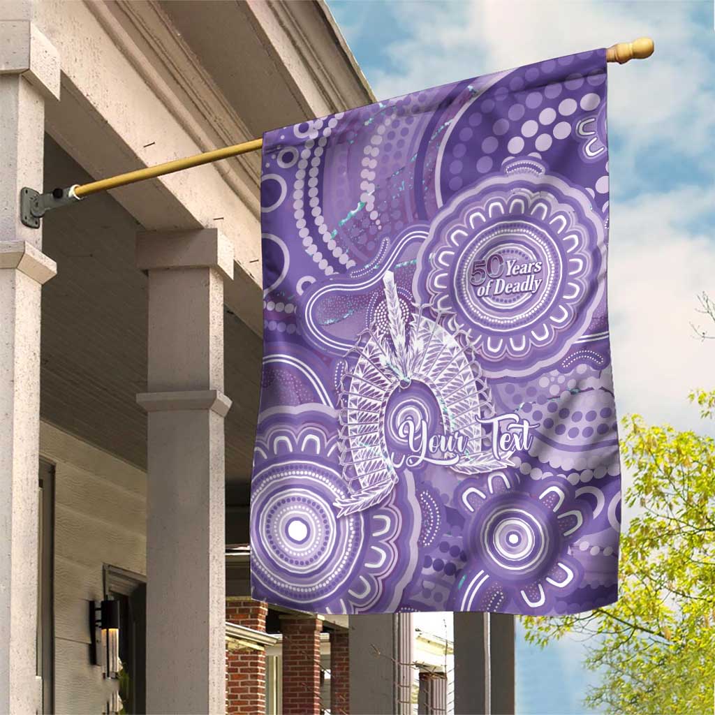 50 Years Deadly NAIDOC Week 2026 Personalised Garden Flag Dhari Purple Indigenous Art