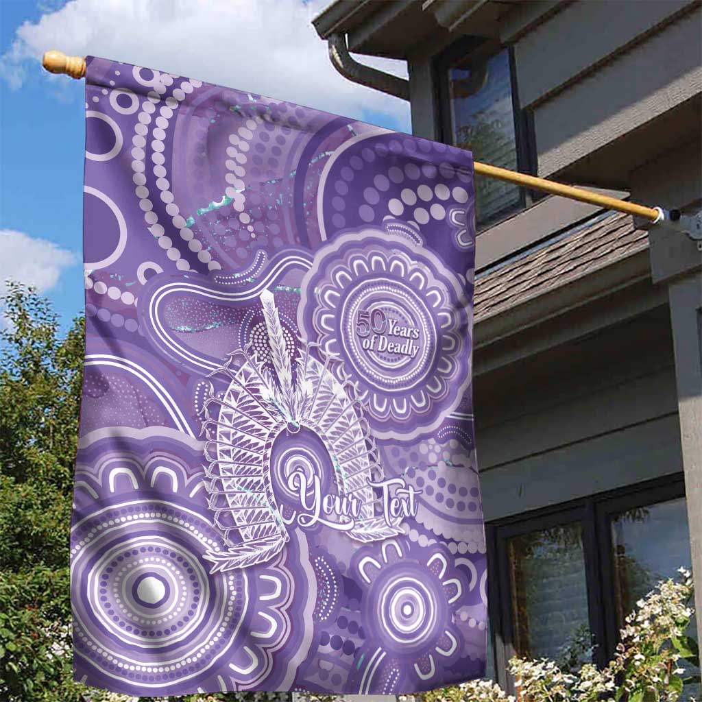 50 Years Deadly NAIDOC Week 2026 Personalised Garden Flag Dhari Purple Indigenous Art