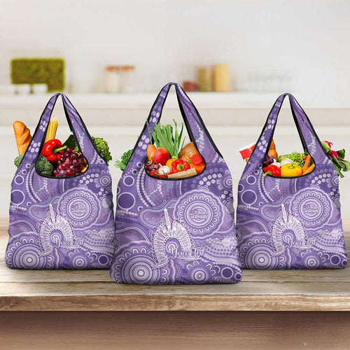 50 Years Deadly NAIDOC Week 2026 Personalised Grocery Bag Dhari Purple Indigenous Art