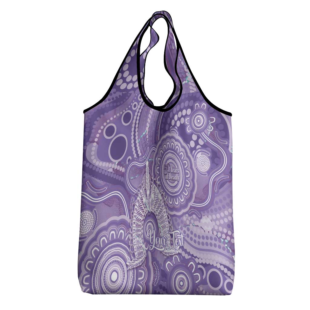 50 Years Deadly NAIDOC Week 2026 Personalised Grocery Bag Dhari Purple Indigenous Art