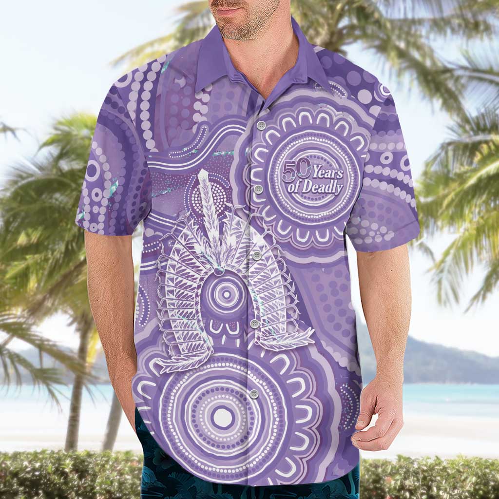50 Years Deadly NAIDOC Week 2026 Personalised Hawaiian Shirt Dhari Purple Indigenous Art