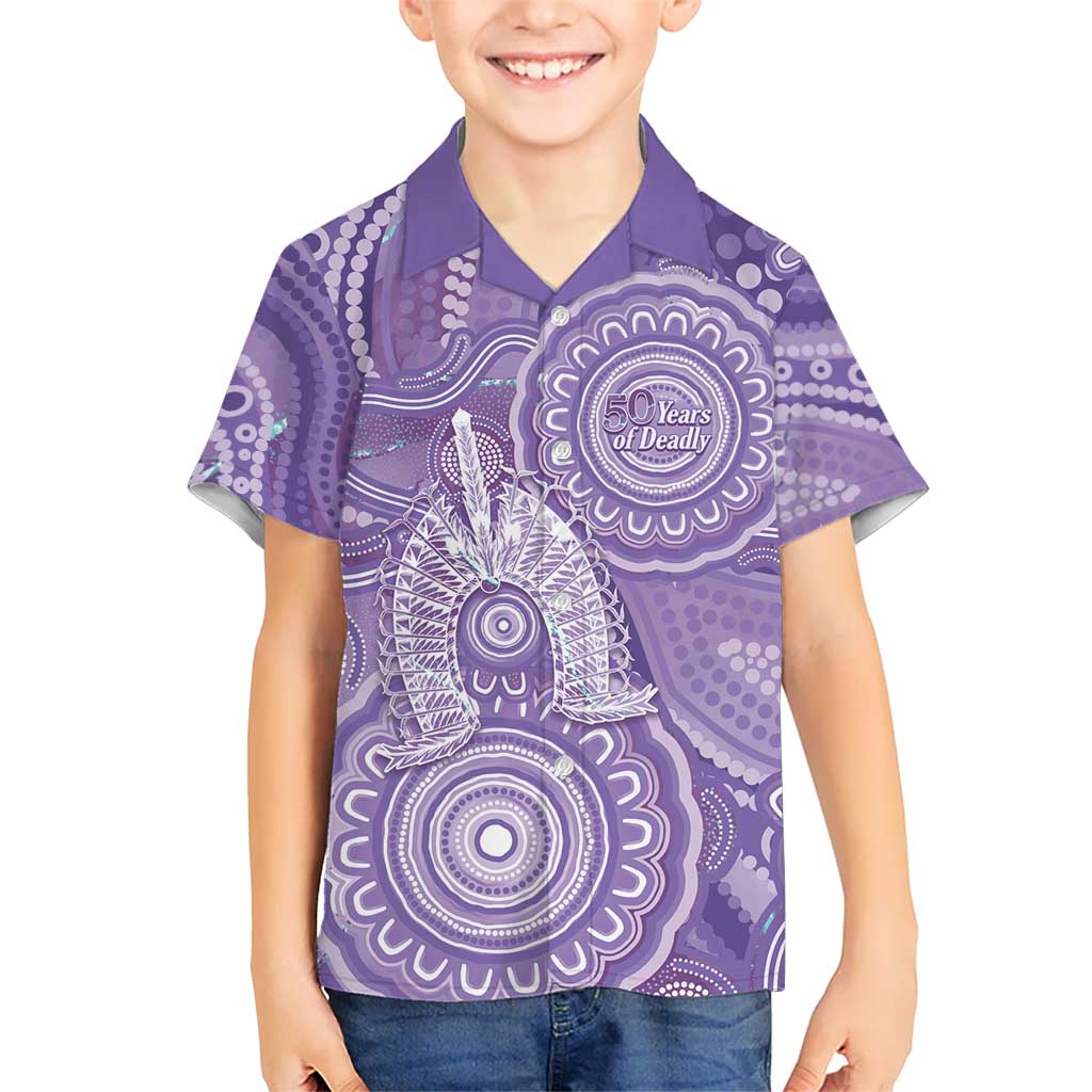 50 Years Deadly NAIDOC Week 2026 Personalised Hawaiian Shirt Dhari Purple Indigenous Art