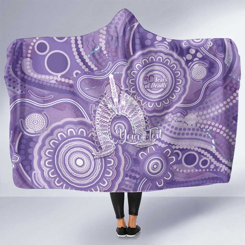 50 Years Deadly NAIDOC Week 2026 Personalised Hooded Blanket Dhari Purple Indigenous Art