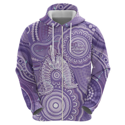 50 Years Deadly NAIDOC Week 2026 Personalised Hoodie Dhari Purple Indigenous Art