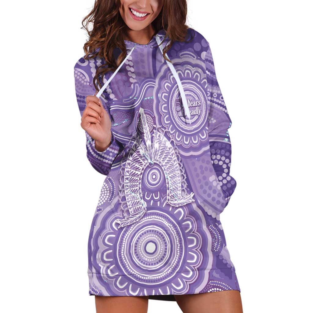50 Years Deadly NAIDOC Week 2026 Personalised Hoodie Dress Dhari Purple Indigenous Art