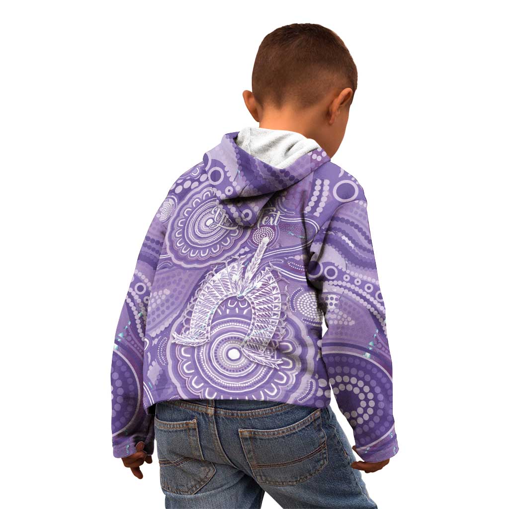 50 Years Deadly NAIDOC Week 2026 Personalised Kid Hoodie Dhari Purple Indigenous Art