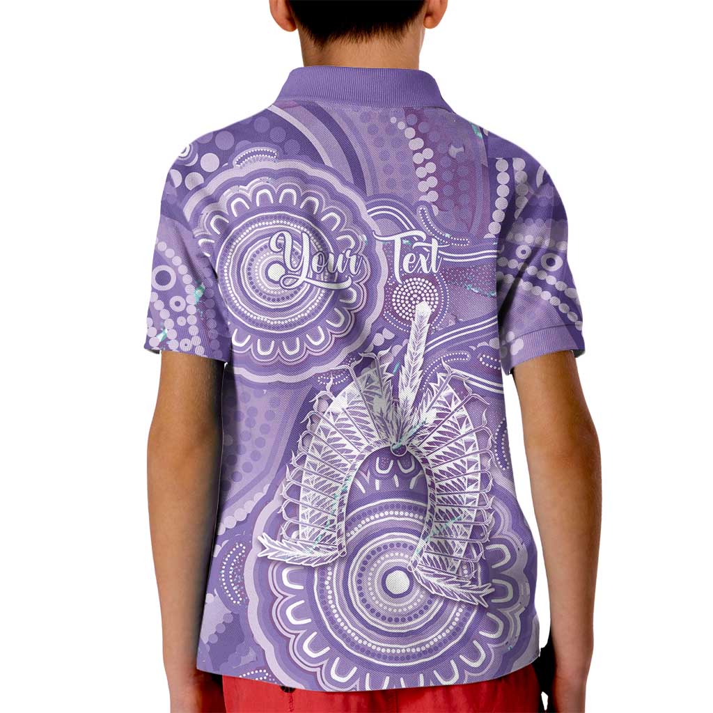 50 Years Deadly NAIDOC Week 2026 Personalised Kid Polo Shirt Dhari Purple Indigenous Art
