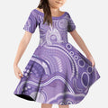 50 Years Deadly NAIDOC Week 2026 Personalised Kid Short Sleeve Dress Dhari Purple Indigenous Art