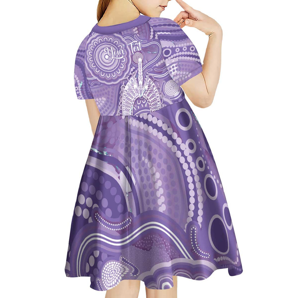 50 Years Deadly NAIDOC Week 2026 Personalised Kid Short Sleeve Dress Dhari Purple Indigenous Art