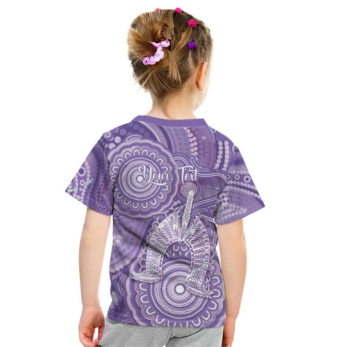 50 Years Deadly NAIDOC Week 2026 Personalised Kid T Shirt Dhari Purple Indigenous Art