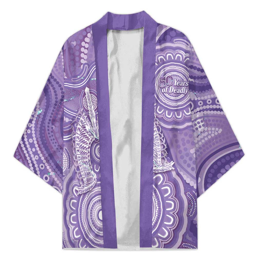 50 Years Deadly NAIDOC Week 2026 Personalised Kimono Dhari Purple Indigenous Art