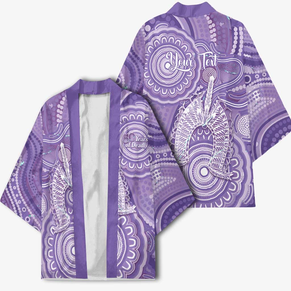 50 Years Deadly NAIDOC Week 2026 Personalised Kimono Dhari Purple Indigenous Art