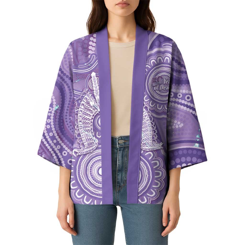 50 Years Deadly NAIDOC Week 2026 Personalised Kimono Dhari Purple Indigenous Art