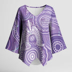 50 Years Deadly NAIDOC Week 2026 Personalised Kimono Sleeve Blouse Dhari Purple Indigenous Art