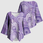 50 Years Deadly NAIDOC Week 2026 Personalised Kimono Sleeve Blouse Dhari Purple Indigenous Art